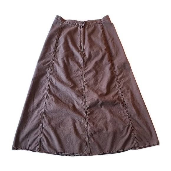 VTG LL Bean Midi Skirt A-Line Cottage Preppy Dark Academia Zip Brown Sz Women 12 - Picture 3 of 9